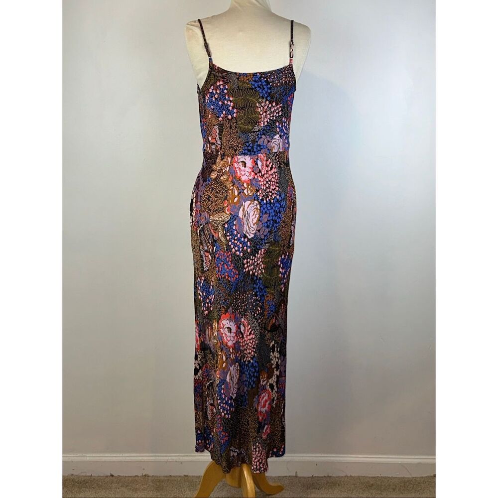 Anthropologie Sz M The Elyse Slip Dress Floral Cowl Neck Midi Multicolor - Picture 5 of 12